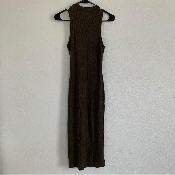 Madewell Olive Green Ribbed Mock Neck Midi Dress - Picture 7 of 7